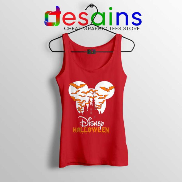 Halloween Cinderella Castle Red Tank Top Walt Disney Logo Tops