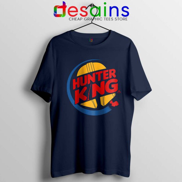 Hunter King Mandalorian Navy Tshirt Disney Burger King Logo Tee Shirts