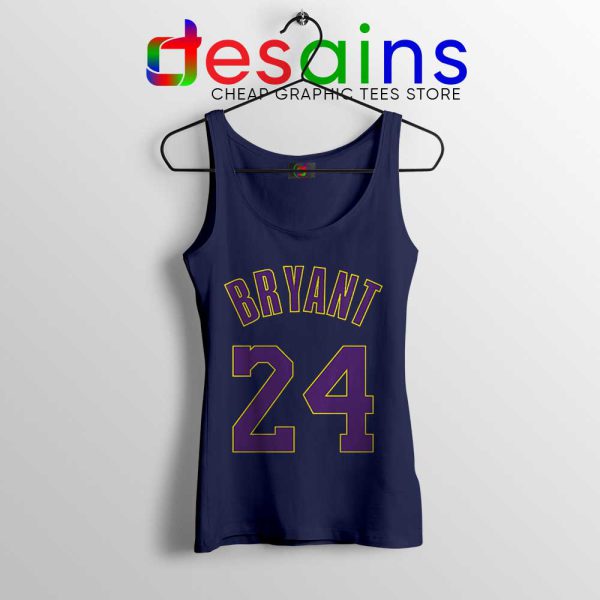 Kobe Bryant 24 LA Lakers Navy Tank Top NBA Legend Mamba Tops