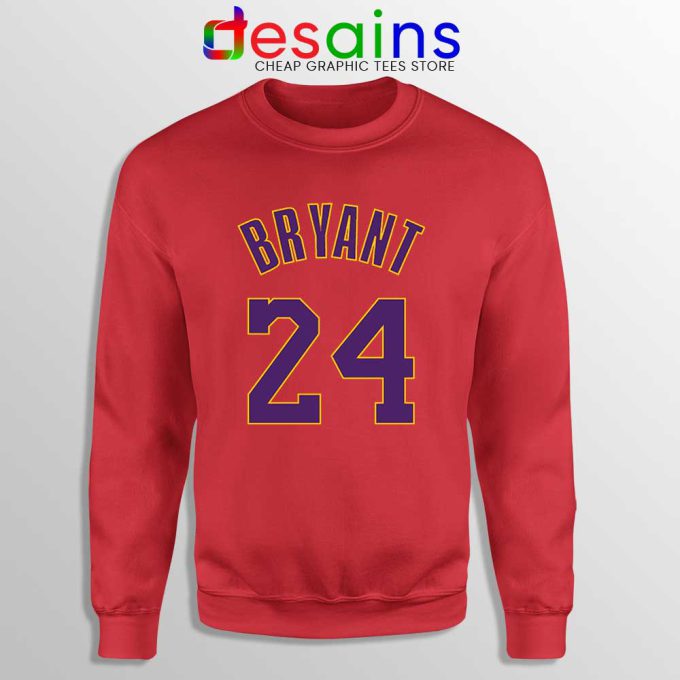Kobe Bryant 24 LA Lakers Red Sweatshirt NBA Legend Mamba