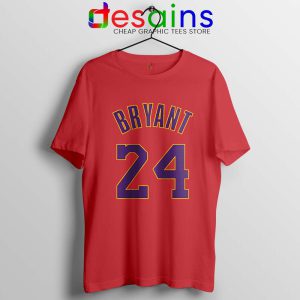 Kobe Bryant 24 LA Lakers Red Tshirt NBA Legend Mamba Tees