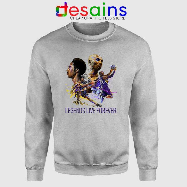 Kobe Legends Live Forever Sport Grey Sweatshirt RIP Black Mamba Sweaters