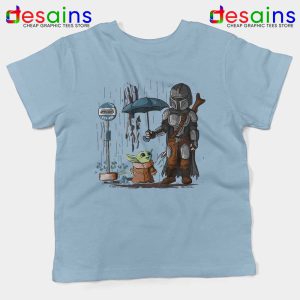 My Neighbor Baby Yoda Light Blue Kids Tshirt The Mandalorian Youth