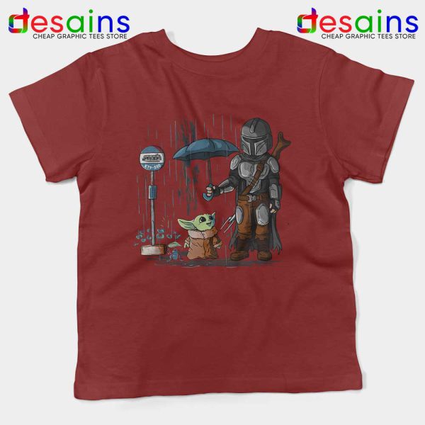 My Neighbor Baby Yoda Maroon Kids Tshirt The Mandalorian Youth