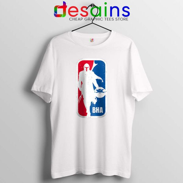 NBA Logo Mandalorian White Tshirt The Black BHAlir Tees