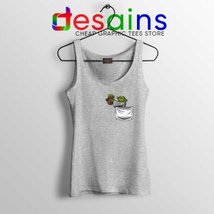 Pocket Master and Baby Yoda SPort Grey Tank Top Star Wars Mando Tops