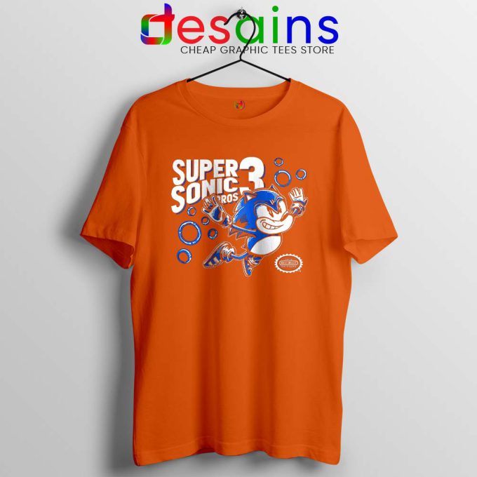 Sonic in Super Mario Bros 3 Orange Tshirt Super Hedgehog Bros Tees