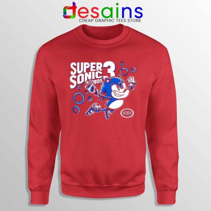 Sonic in Super Mario Bros 3 Red Sweatshirt Super Hedgehog Sweaters