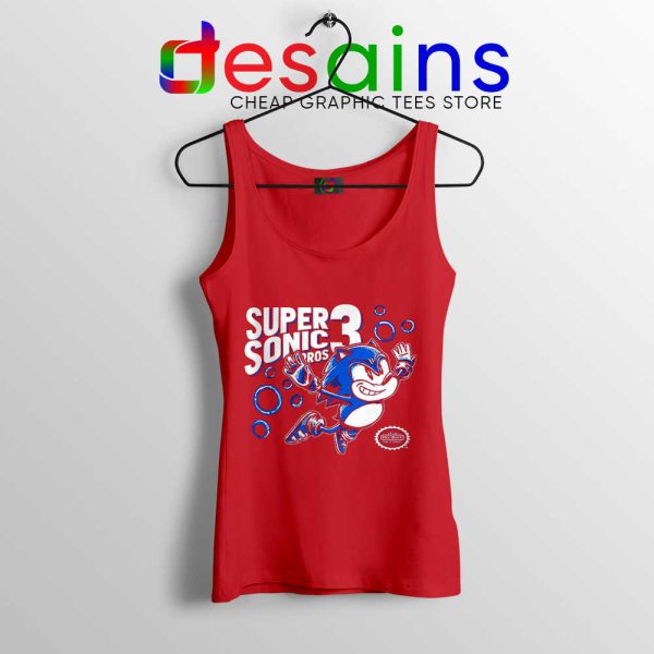 Sonic in Super Mario Bros 3 Red Tank Top Super Hedgehog Tops