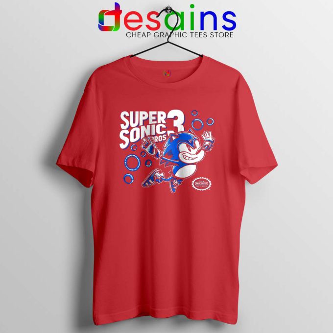 Sonic in Super Mario Bros 3 Red Tshirt Super Hedgehog Bros Tees