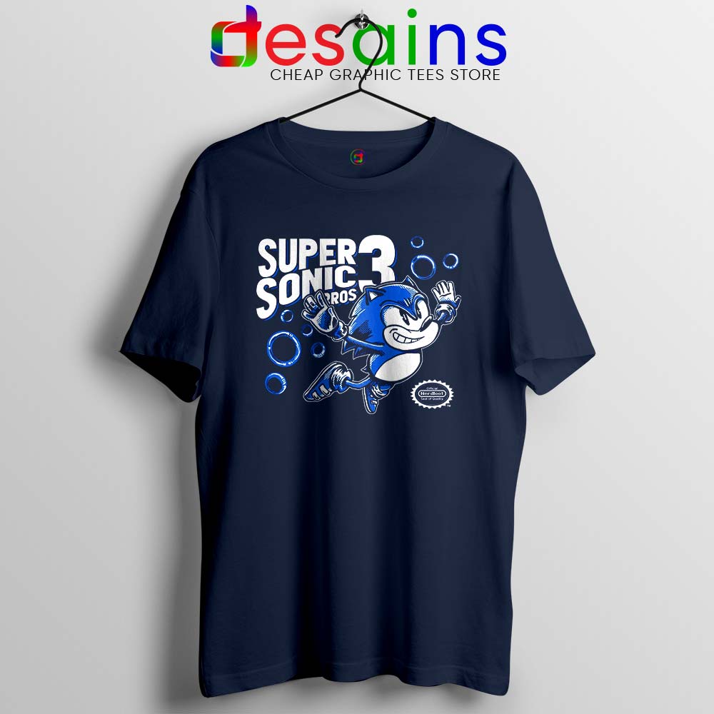 Sonic in Super Mario Bros 3 Tshirt Super Hedgehog Bros Tee Shirts