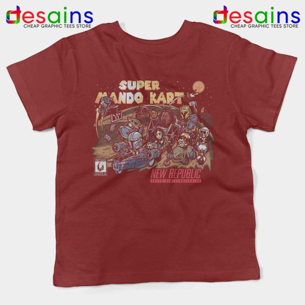 Super Mando New Republic Maroon Kids Tshirt The Mandalorian Kart Youth