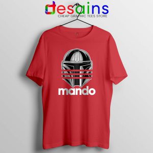 Three Stripes Mando Red Tshirt The Mandalorian Star Wars Tees