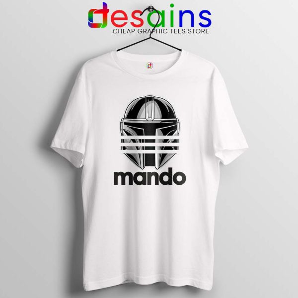 Three Stripes Mando White Tshirt The Mandalorian Star Wars Tees