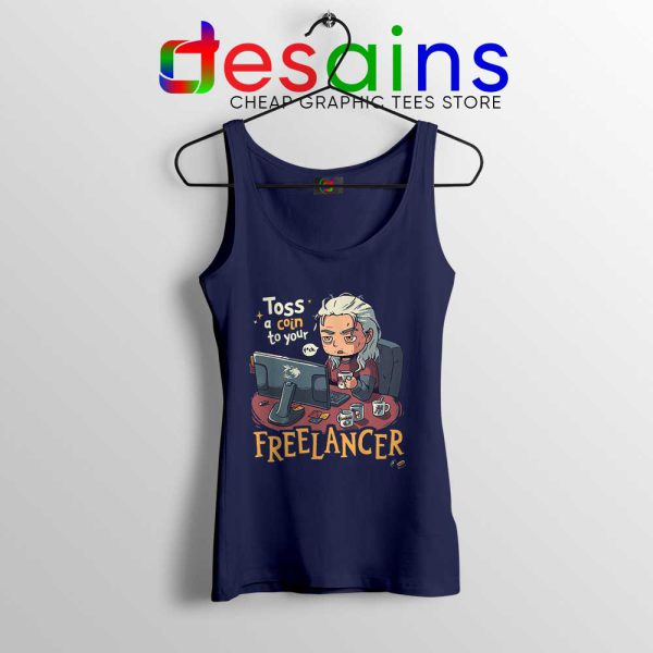 Tos A Coin To Your Freelancer Navy Tank Top The Witcher Tops Size S-3XL