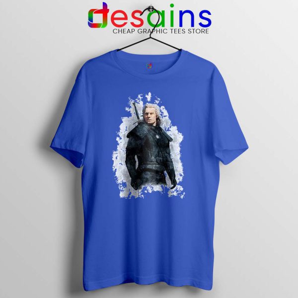 Witcher Geralt of Rivia Blue Tshirt The Witcher Netflix Tee Shirts