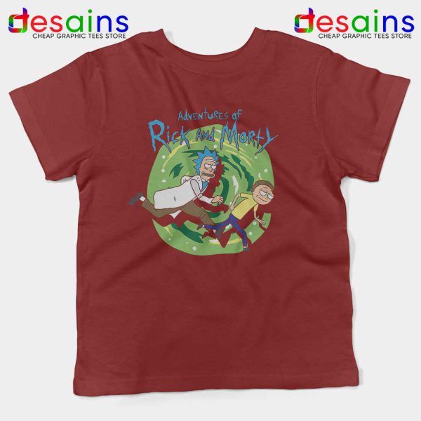 Adventures of Rick and Morty Maroon Kids Tshirt Get Schwifty Youth