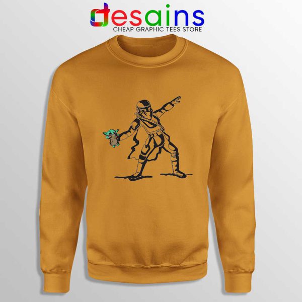 Baby Yoda Banksy Orange Sweatshirt The Mandalorian Disney Sweaters