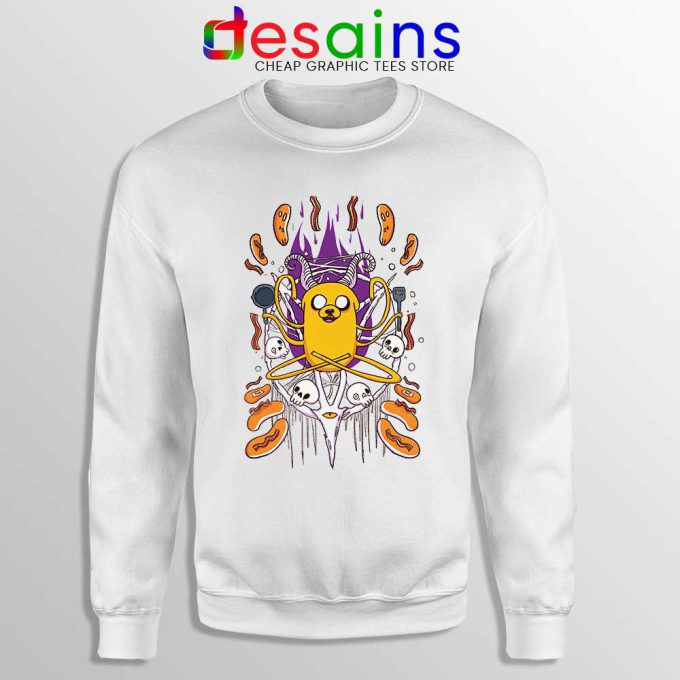 Bacon Pancakes Funny White Sweatshirt Cartoon Adventure Time Sweaters