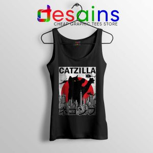 Funny Catzilla Godzilla Black Tank Top King of the Monsters Cats Tops