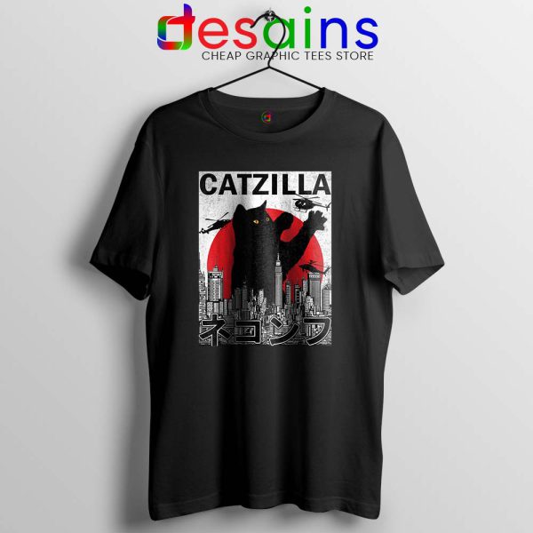 Funny Catzilla Godzilla Black Tshirt King of the Monsters Cats Tees