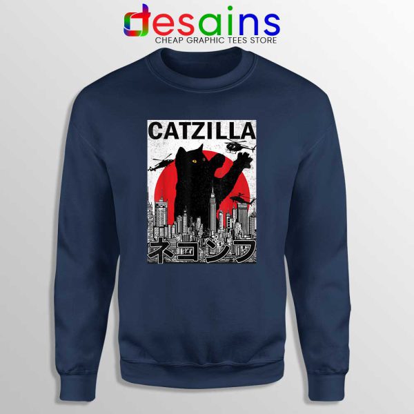 Funny Catzilla Godzilla Navy Sweatshirt King of the Monsters Cats