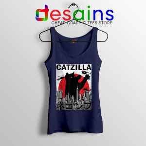 Funny Catzilla Godzilla Navy Tank Top King of the Monsters Cats Tops