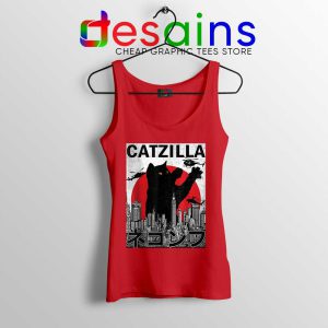 Funny Catzilla Godzilla Red Tank Top King of the Monsters Cats Tops