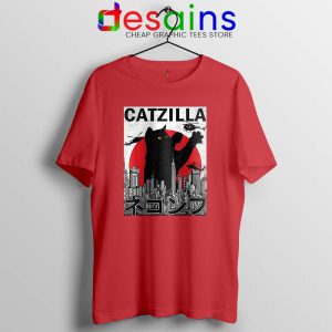 Funny Catzilla Godzilla Red Tshirt King of the Monsters Cats Tees