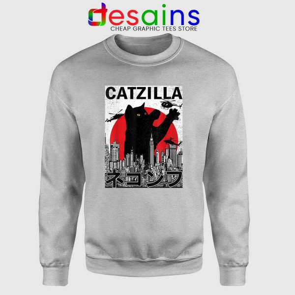 Funny Catzilla Godzilla Sport Grey Sweatshirt King of the Monsters Cats