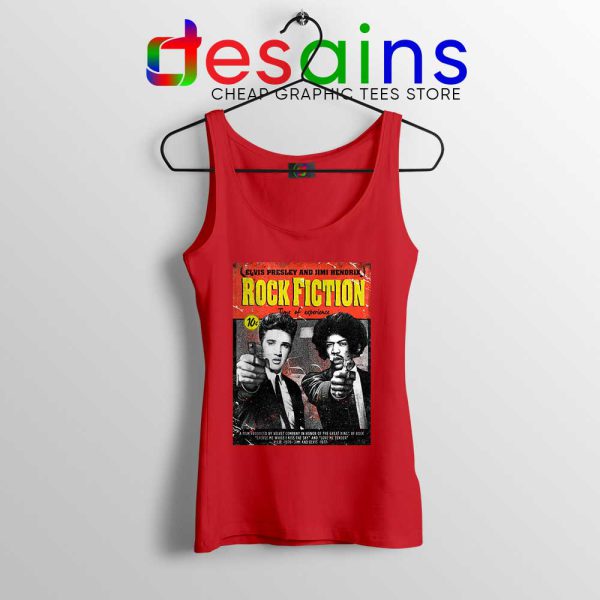 Rock Fiction Elvis Presley and Jimi Hendrix Red Tank Top Pulp Fiction