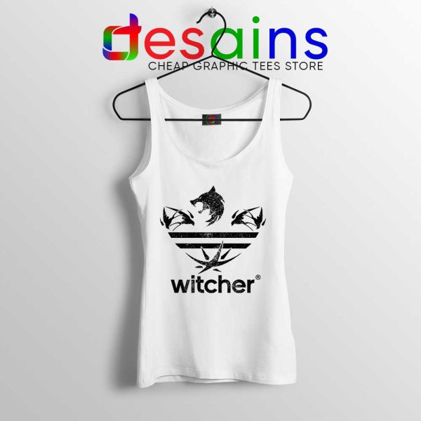 The Witcher Three Stripes Logo White Tank Top Netflix TV Series Tops