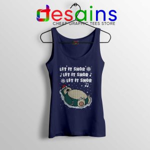 Ugly Christmas Snorlax Navy Tank Top Let It Snor Tops Size S-3XL