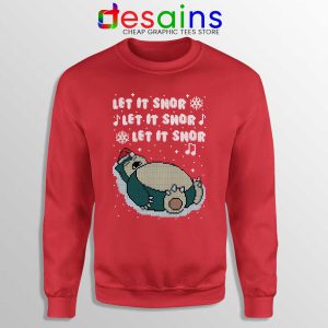 Ugly Christmas Snorlax Red Sweatshirt Let It Snor Sweaters S-3XL