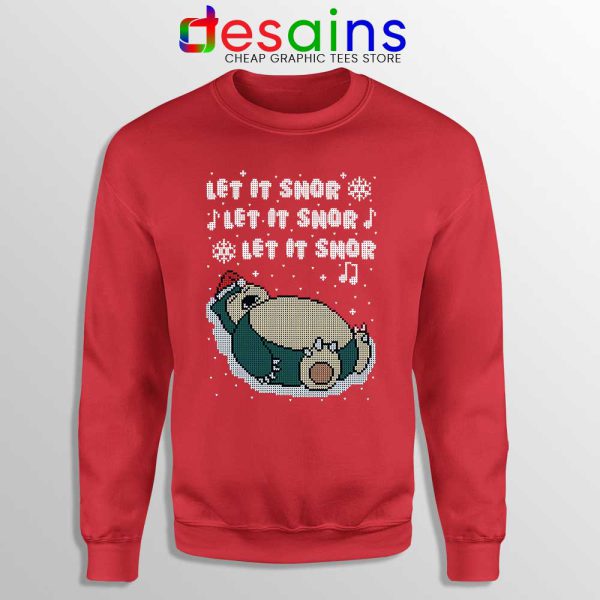 Ugly Christmas Snorlax Red Sweatshirt Let It Snor Sweaters S-3XL