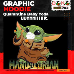 Baby Yoda Quarantine Graphic Hoodie with Mask