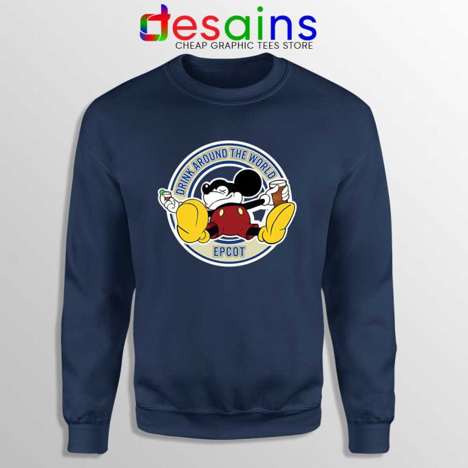 Drunk Mickey Around The World Navy Sweatshirt Epcot Disney Sweaters
