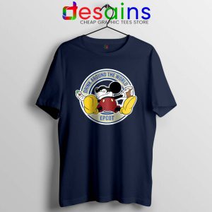 Drunk Mickey Around The World Navy Tshirt Walt Disney Tees