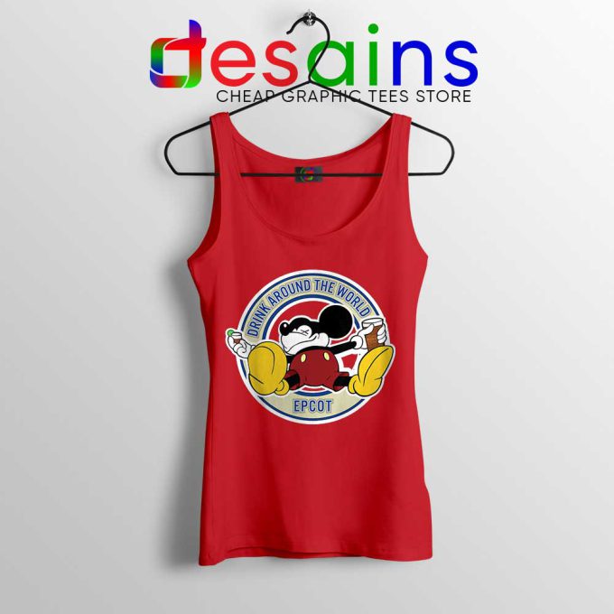 Drunk Mickey Around The World Red Tank Top Epcot Disney Tops