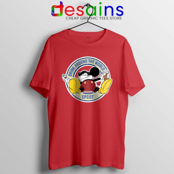 Drunk Mickey Around The World Red Tshirt Walt Disney Tees