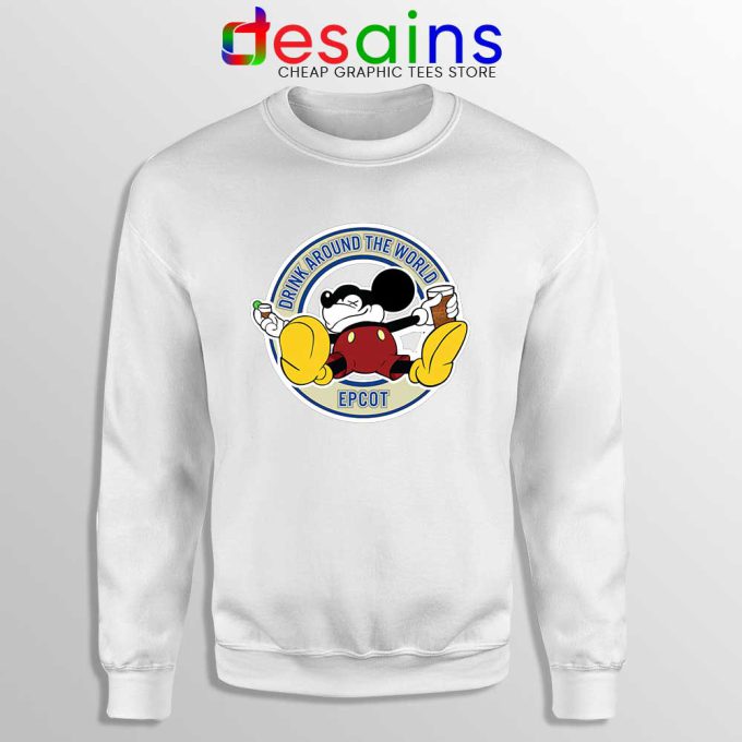Drunk Mickey Around The World White Sweatshirt Epcot Disney Sweaters