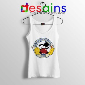 Drunk Mickey Around The World White Tank Top Epcot Disney Tops