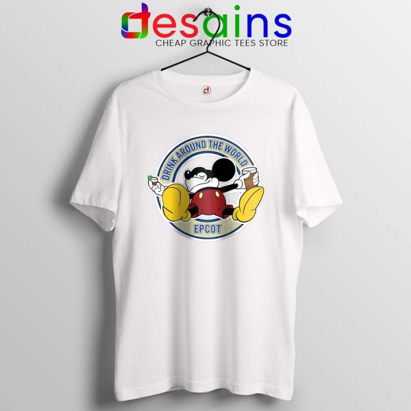 Drunk Mickey Around The World White Tshirt Walt Disney Tees