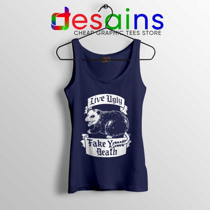 Live Ugly Fake Your Death Navy Tank Top Mouse Rat Tops S-3XL