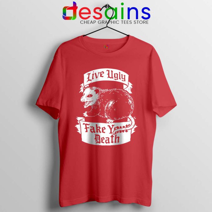 Live Ugly Fake Your Death Red Tshirt Mouse Rat Tee Shirts S-3XL