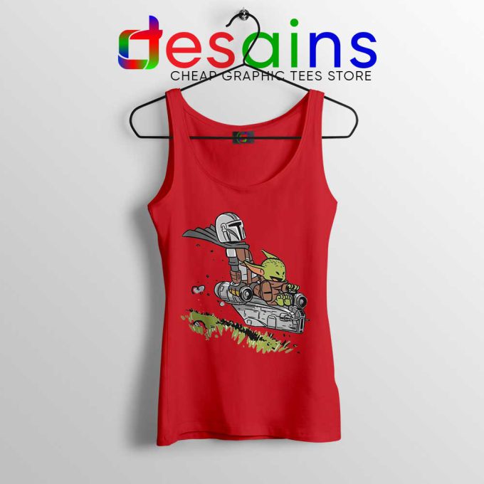 Mando and Child Red Tank Top The Mandalorian Star Wars Tops