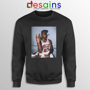 Michael Jordan Smoke Three Peat Black Sweatshirt Chicago Bulls