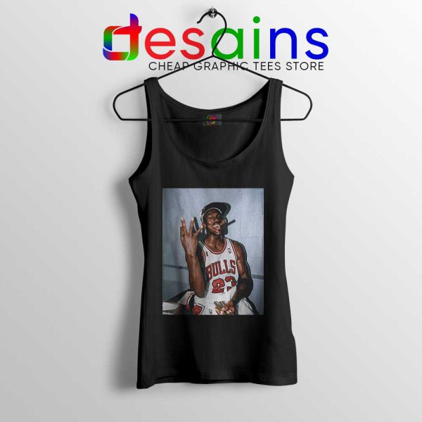 Michael Jordan Smoke Three Peat Black Tank Top Chicago Bulls Tops