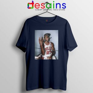 Michael Jordan Smoke Three Peat Navy Tshirt Chicago Bulls Tees