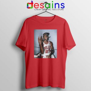 Michael Jordan Smoke Three Peat Red Tshirt Chicago Bulls Tees
